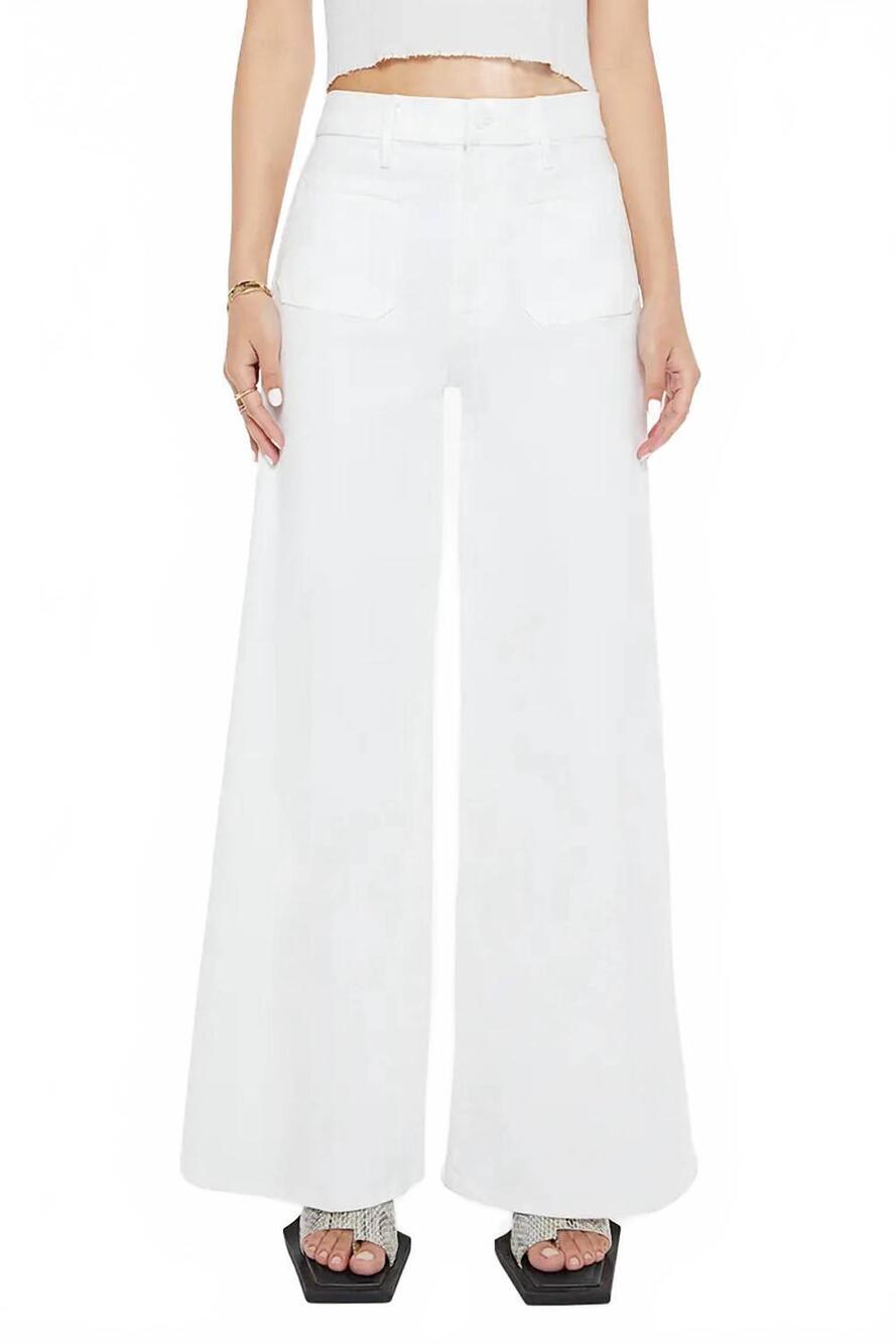 NEW MOTHER lil patch pocket undercover sneak wide leg jeans in fairest of them a